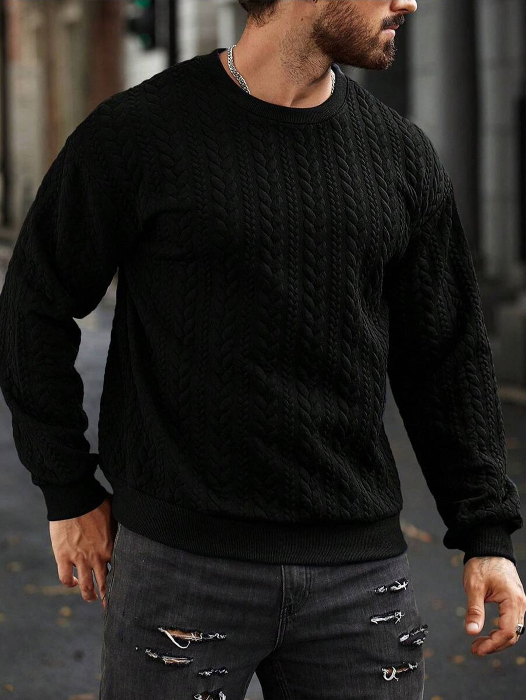Herren Strickpullover mit strukturiertem Muster Echoarchiv