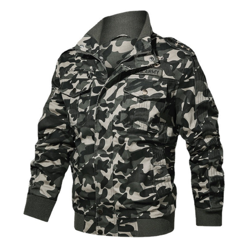 Herren Camouflage-Fieldblouson im Urban-Militärstil mit Rippbündchen und Mehrfach-Taschen Echoarchiv