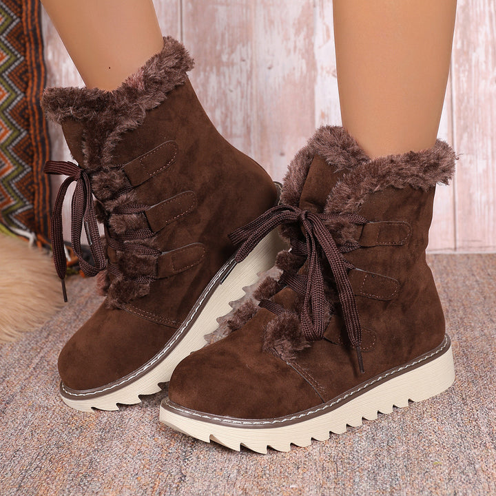 Damen  kurze gefütterte Schnürboots mit Teddyfutter, gesteppter Laufsohle und ergonomischem Komfortfußbett Echo Archiv