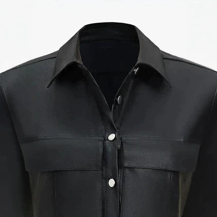 Damen Kurze ärmellose Kunstleder-Weste mit Oversize-Schultern Echoarchiv