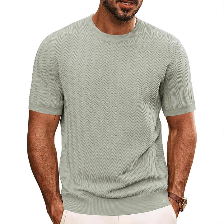 Herren strukturiertes Rundhals T-Shirt Echoarchiv