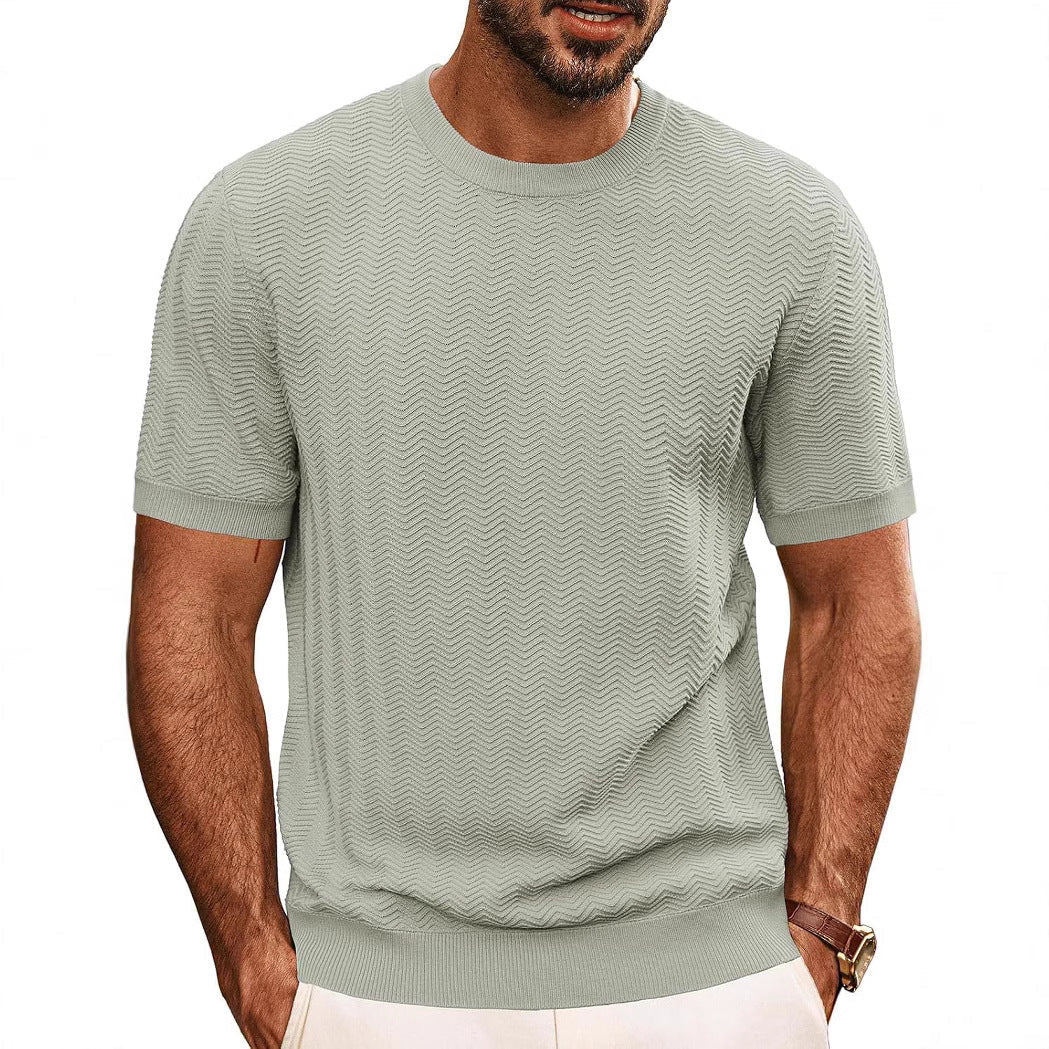 Herren strukturiertes Rundhals T-Shirt Echoarchiv