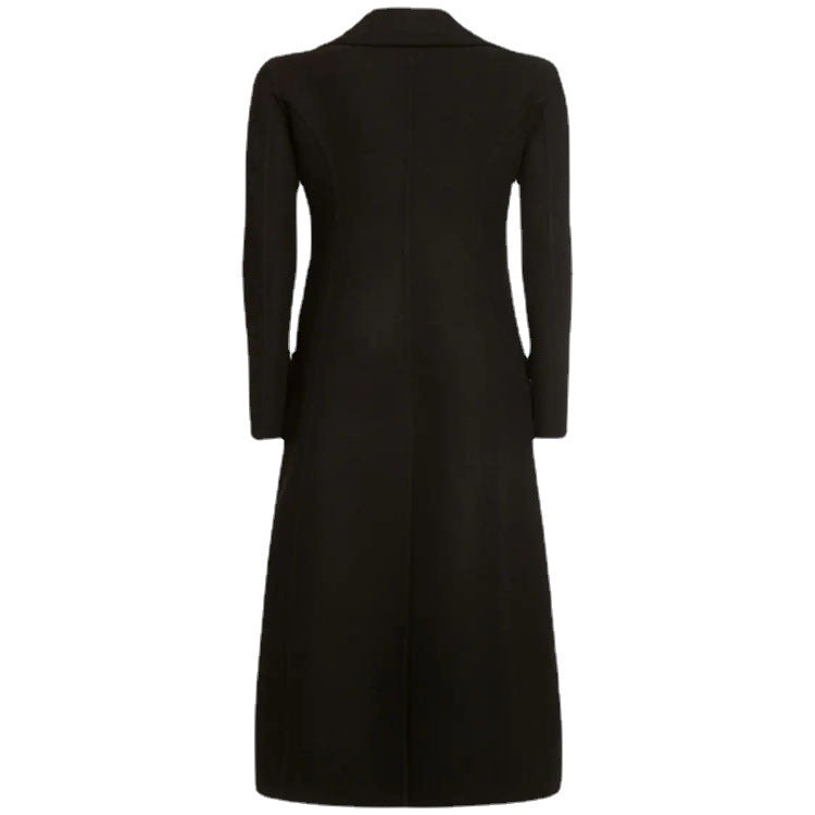 Damen Eleganter bodenlanger Wollmix‑Longcoat im Clean‑Cut Doppelreiher mit strukturierter Schulterpartie Echoarchiv