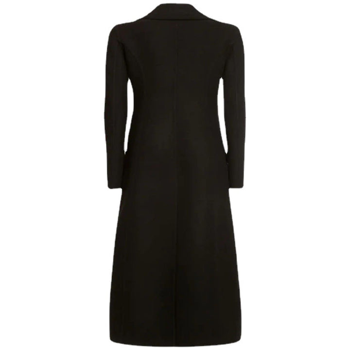 Damen Eleganter bodenlanger Wollmix‑Longcoat im Clean‑Cut Doppelreiher mit strukturierter Schulterpartie Echoarchiv
