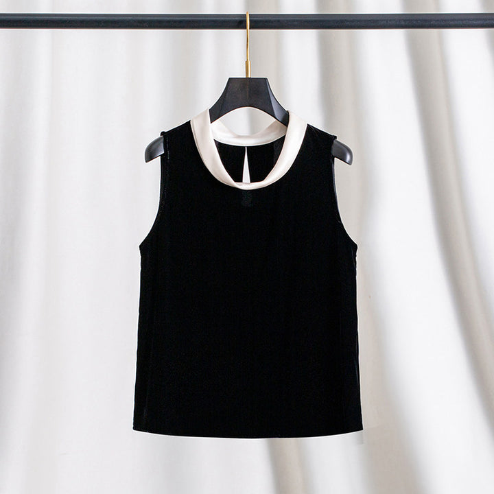 Damen Elegante Samtbluse mit Seidenkragen Echoarchiv