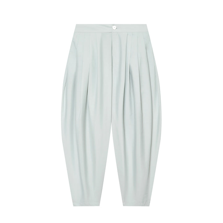 Damen Hochtaillierte plissierte Haremhose mit Kellerfalten und konischem Bein Echo Archiv