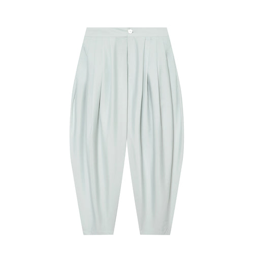 Damen Hochtaillierte plissierte Haremhose mit Kellerfalten und konischem Bein Echo Archiv