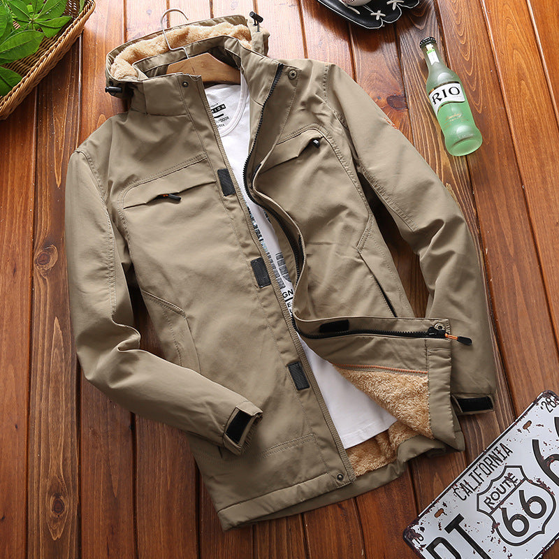 Herren nan wind- und wasserabweisende Parka‑Fieldjacke mit abnehmbarer Kapuze und Sherpa Futter Echo Archiv