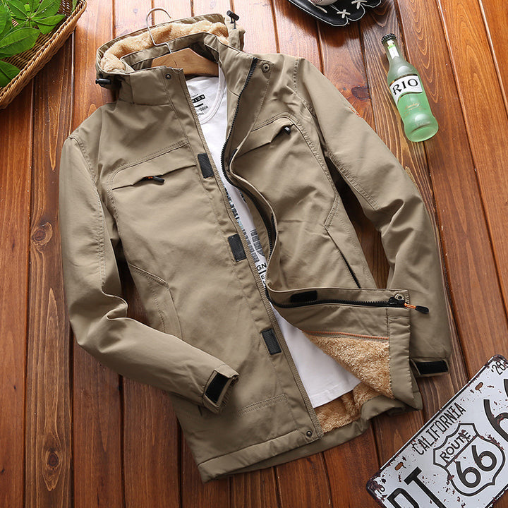Herren nan wind- und wasserabweisende Parka‑Fieldjacke mit abnehmbarer Kapuze und Sherpa Futter Echo Archiv