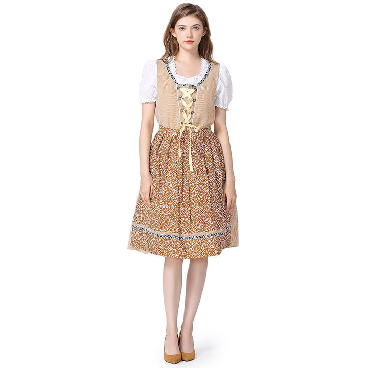 Damen nan traditionelles Oktoberfest Dirndlkleid mit Spitzenbluse, verstellbarer Korsettschnürung und geblümter Schürze Echo Archiv