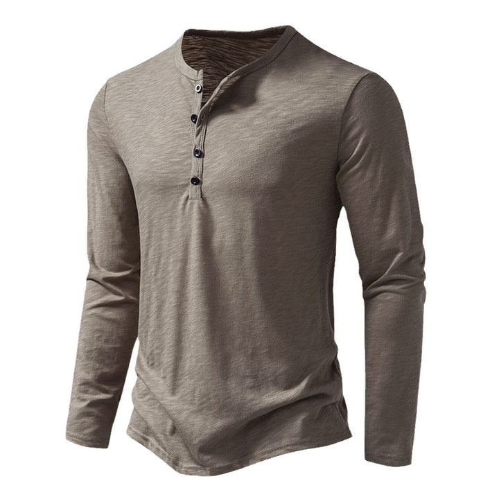 Herren Langarm Henley-Shirt mit Knopfleiste und leichtem Stoff Echoarchiv