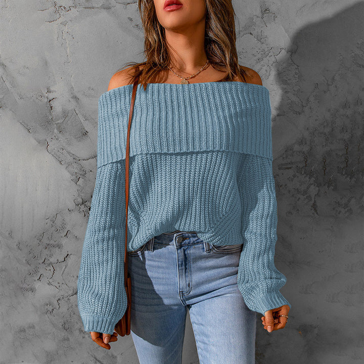 Damen nan weiter Off-Shoulder Grobstrickpullover mit überschnittener Schulterpartie und ballonärmeln Echo Archiv