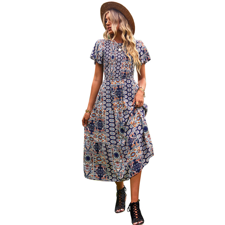Damen Maxikleid mit floralem Muster und elastischem Tailleneinsatz Echo Archiv