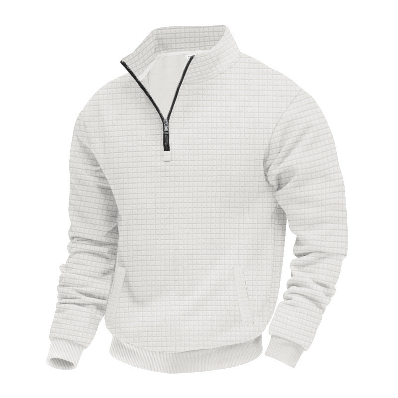 Herren nan gesteppter Halbzip-Sweater mit quadratischer Waffelstruktur und Kängurutasche Echo Archiv