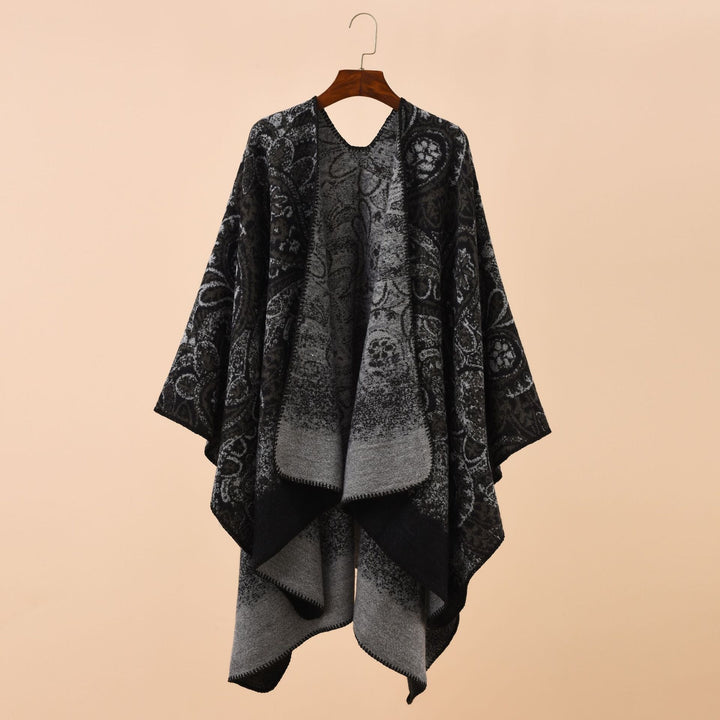 Damen Jacquard Poncho mit Paisley‑Muster – Avérine