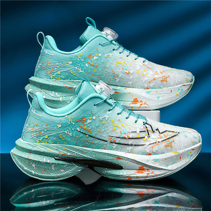 Unisex künstlerische Laufsneaker mit Spritzlack‑Design, reaktiver Hohlkern‑Dämpfung und Drehverschluss – Tavélo