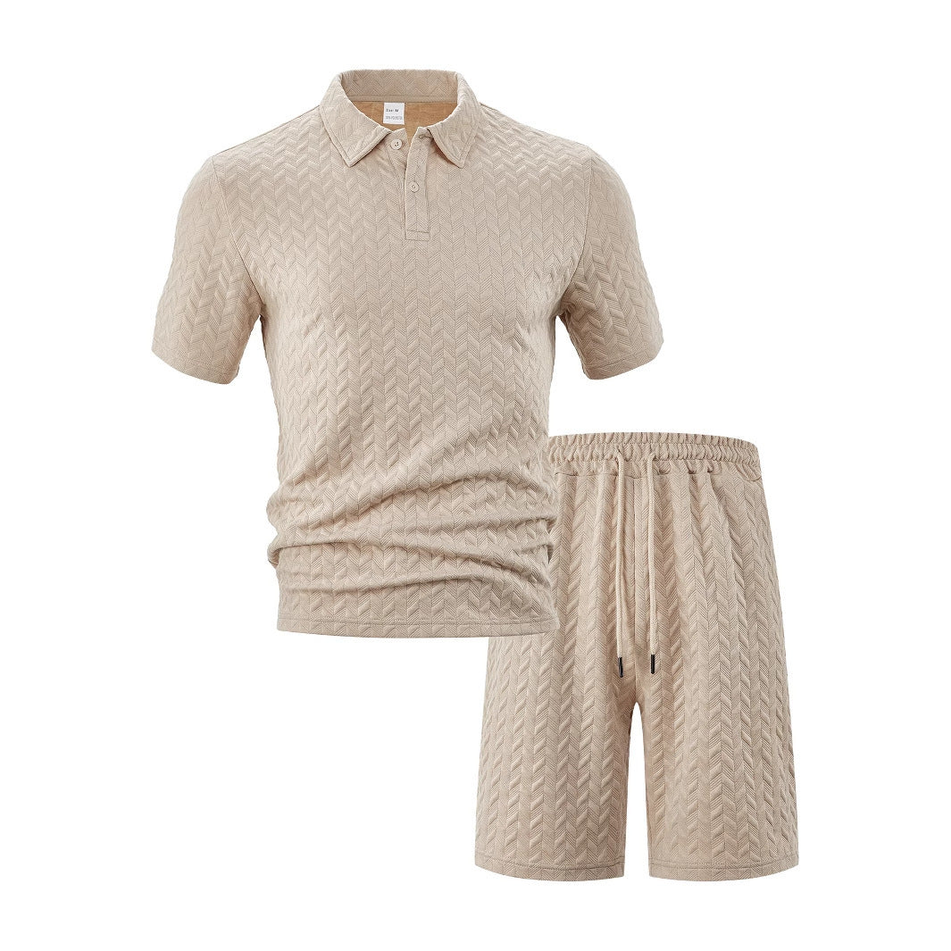 Herren elegantes Sport-Set mit strukturierter Oberfläche und bequemem Kurzarm-Polo Echoarchiv