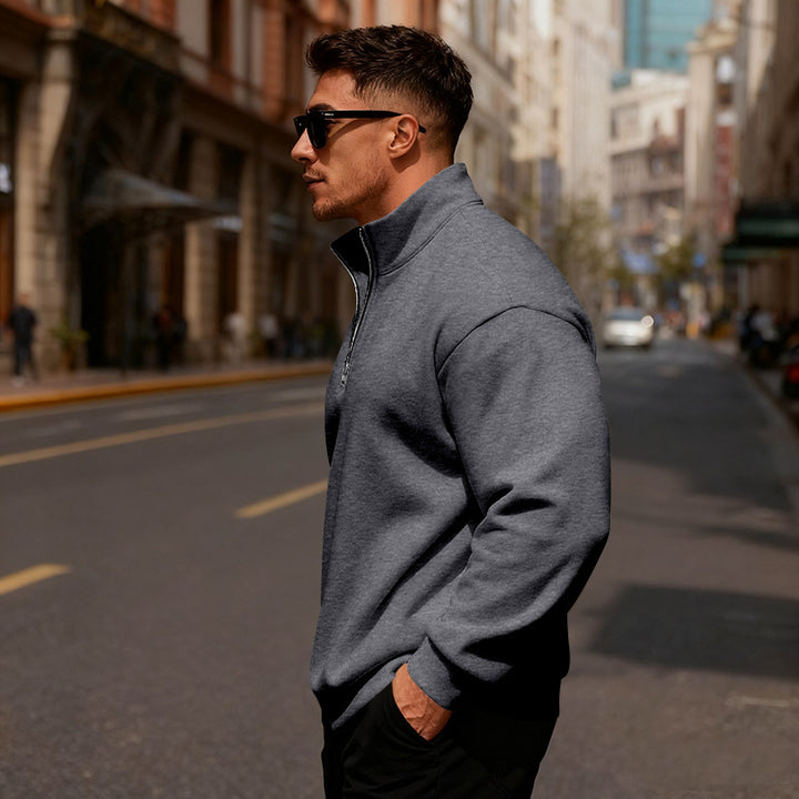 Herren Sweatpullover mit hohem Kragen und Reißverschluss Echoarchiv