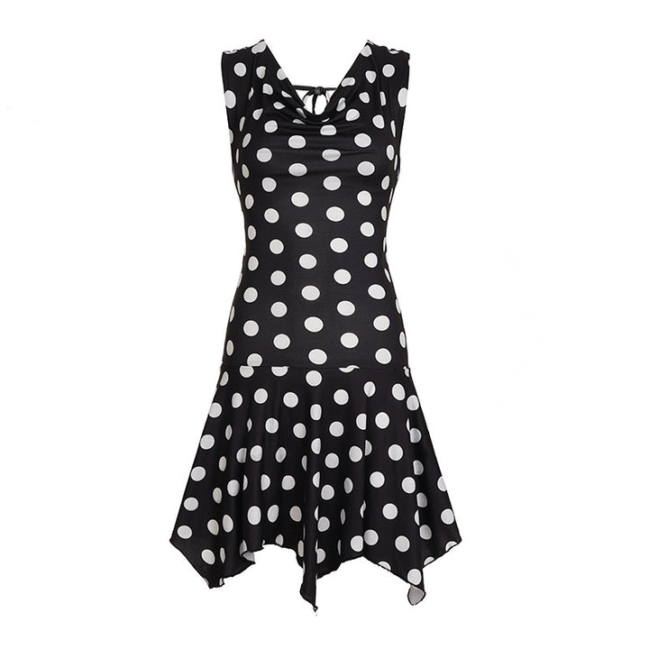 Damen verspieltes Polka Dot Kleid mit leichtem Stoff und tiefem V-Ausschnitt Echo Archiv