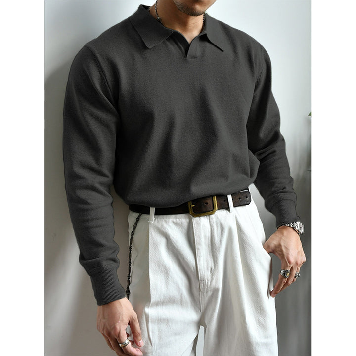 Unisex Oversized Polokragen-Feinstrickpullover mit weitem Schnitt Echoarchiv