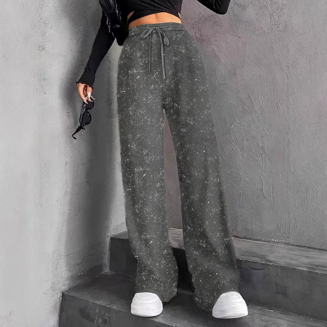 Damen weite Strickhose mit hochgeschnittenem Bund und Kordelzug – Avélisse