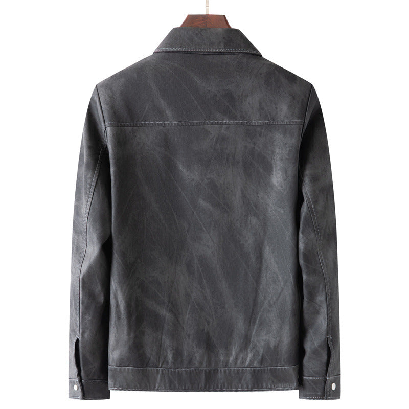 Herren Vintage-Lederoptik-Truckerjacke mit Used-Effekt und Brustpattentaschen Echo Archiv