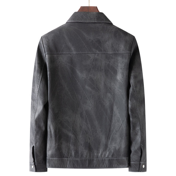 Herren Vintage-Lederoptik-Truckerjacke mit Used-Effekt und Brustpattentaschen Echo Archiv