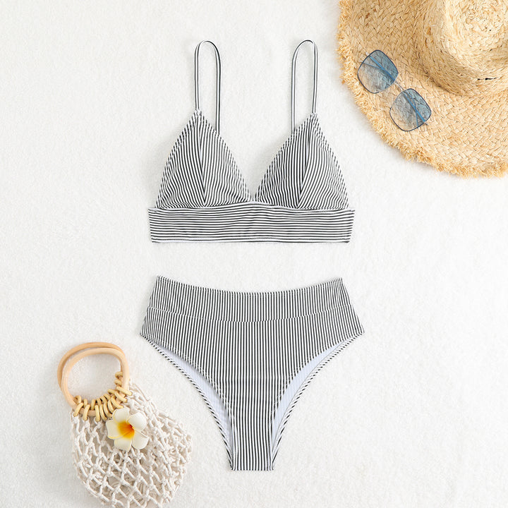 Damen Hochtailliertes Bikini-Set mit feinen Streifen Echo Archiv