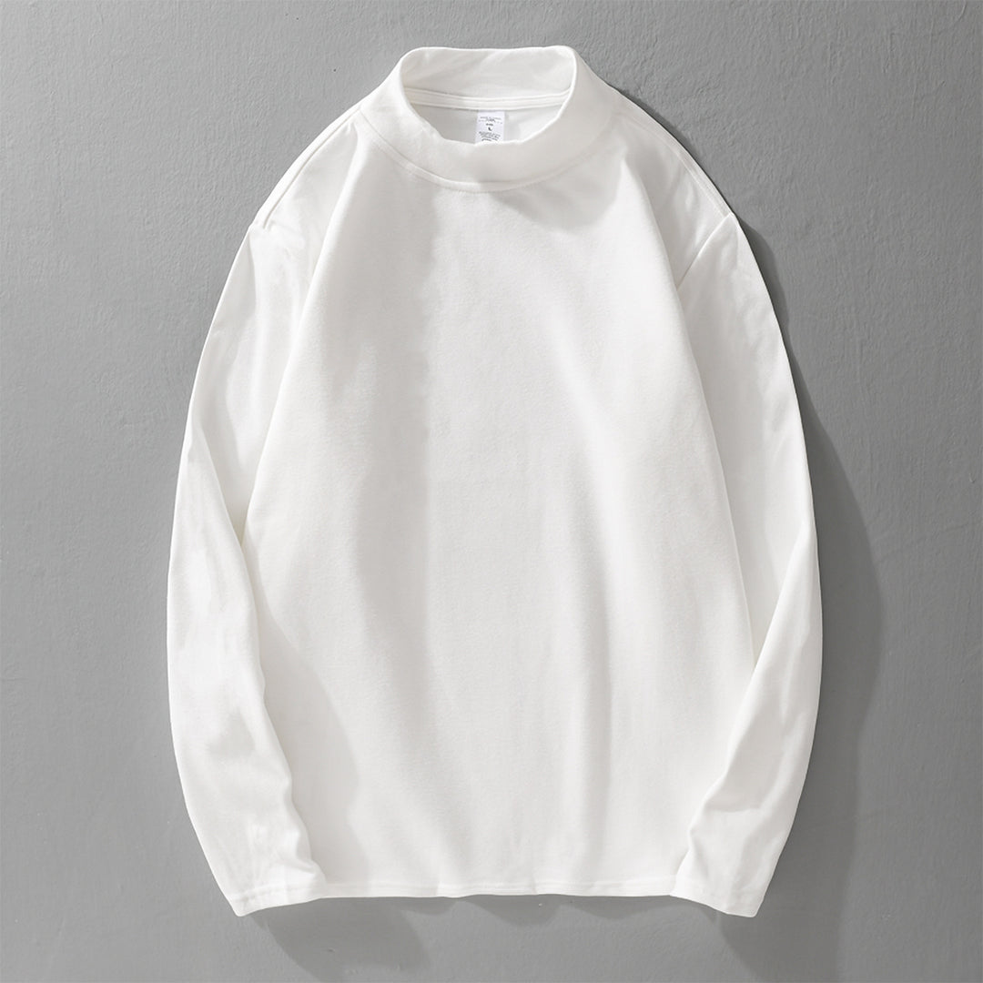 Herren Langärmeliges Feines Baumwollshirt mit Stehkragen und Relaxed-Fit Echoarchiv