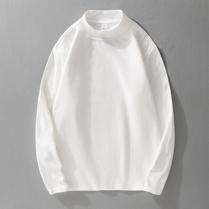 Herren Langärmeliges Feines Baumwollshirt mit Stehkragen und Relaxed-Fit Echoarchiv