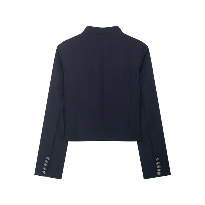 Damen Kurze Military Jacke mit Stehkragen, Zierkordeln und Metallknopfleiste Echo Archiv