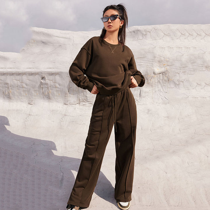 Damen nan Oversize-Sweatshirt und weite Loungehose Set mit Tunnelzug, dezenter Nahtführung und elastischen Bündchen Echo Archiv