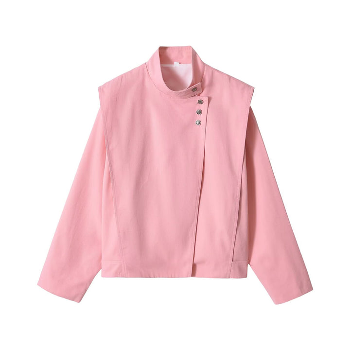 Damen Asymmetrische Kurzjacke mit Stehkragen und überlappender Schulterpasse Echo Archiv