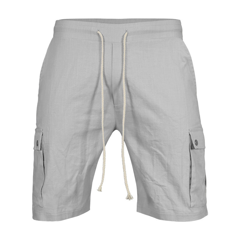 Herren lässige Cargo-Shorts aus leichtem Leinenstoff mit elastischem Bund Echoarchiv