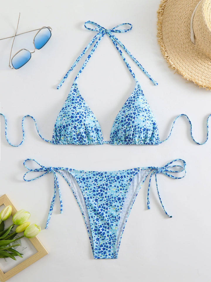 Damen Triangel-Bikini-Set mit verspieltem Blumenmuster Echoarchiv