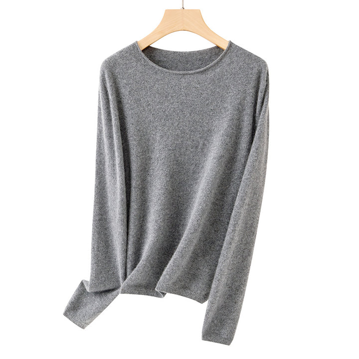 Damen Feiner ultraleichter Rundhalspullover aus Mikrofaser-Feinstrick mit minimalistischer Silhouette Echoarchiv