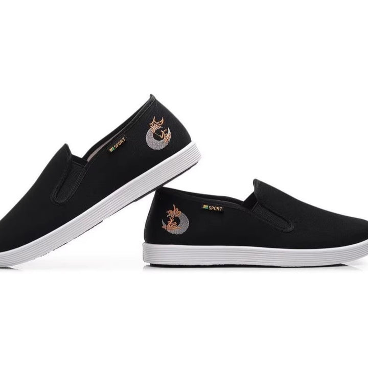 Herren Baumwoll-Slip-On mit gesticktem Motiv und rutschfester Gummisohle Echoarhiv