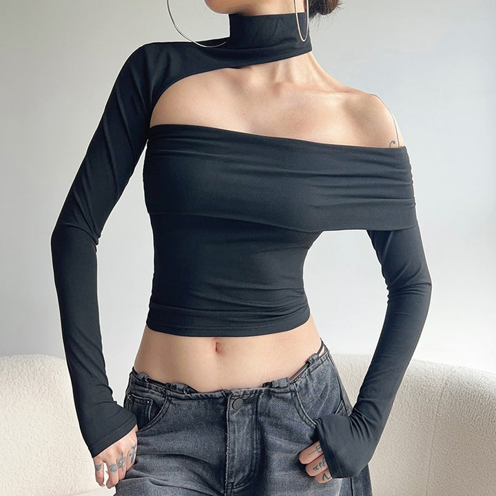 Damen modisches Oberteil mit asymmetrischem Schnitt und elegantem Rüschenbesatz Echo Archiv