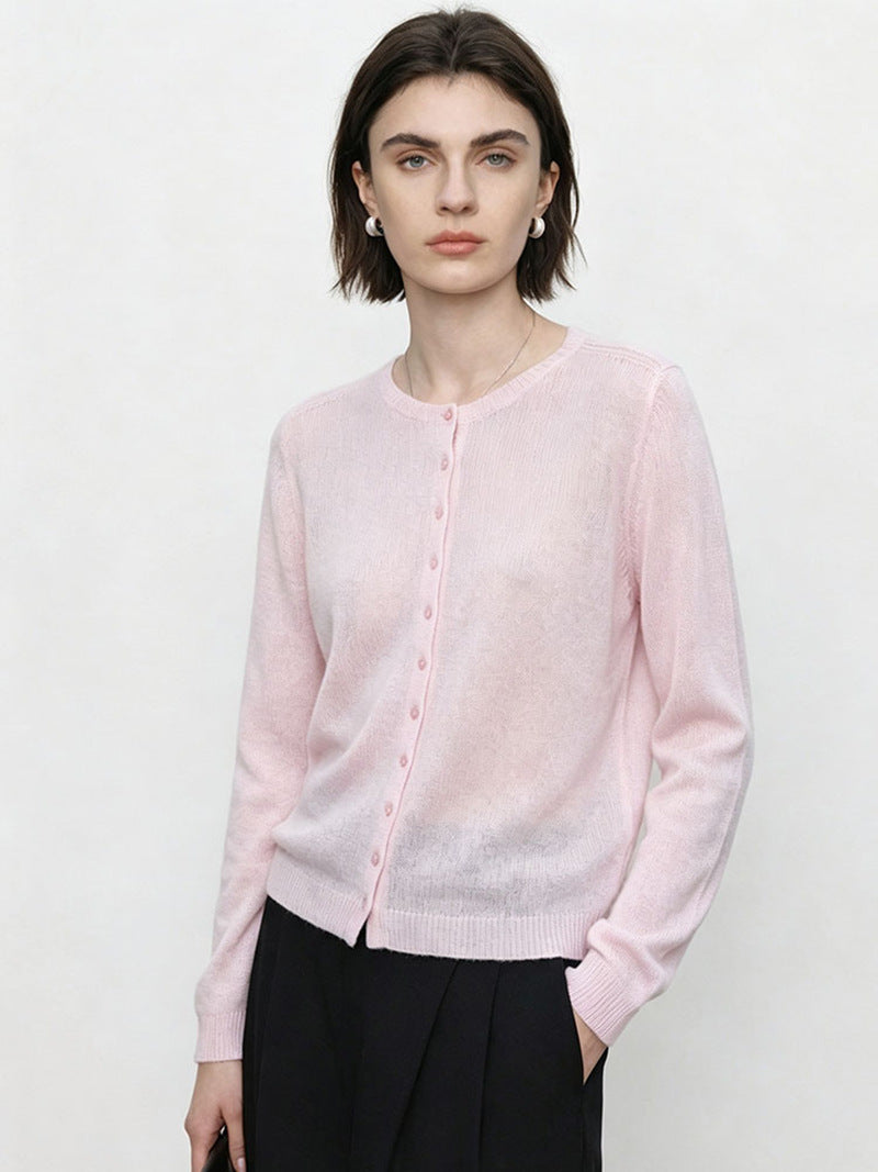 Damen Feinstrick-Cardigan mit Rundhals und durchgehender Knopfleiste Echo Archiv