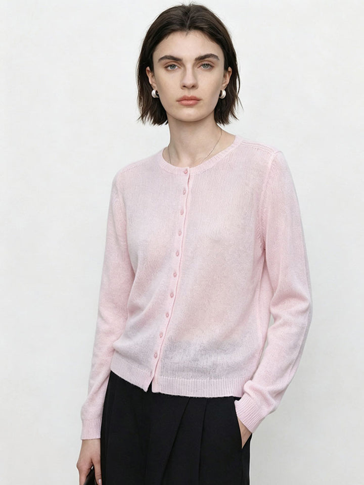 Damen Feinstrick-Cardigan mit Rundhals und durchgehender Knopfleiste Echo Archiv