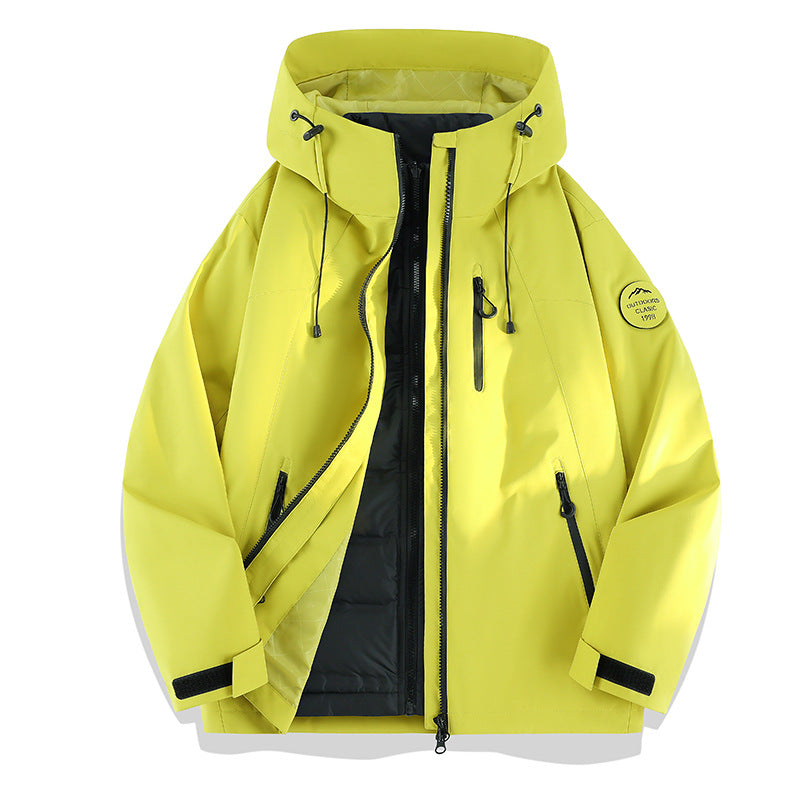 Damen Leichte wasserdichte Kapuzenjacke mit Teddy‑Charm und verdeckten Reißverschlusstaschen Echoarchiv