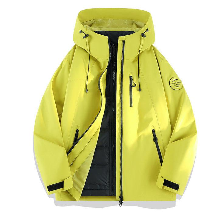 Damen Leichte wasserdichte Kapuzenjacke mit Teddy‑Charm und verdeckten Reißverschlusstaschen Echoarchiv