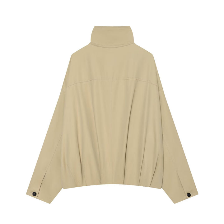 Damen Weites Cropped Cape‑Blouson mit hohem Stehkragen und Knopfleiste Echo Archiv