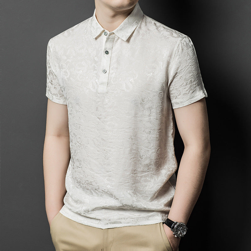 Herren edles Poloshirt mit filigranem Muster Echoarchiv