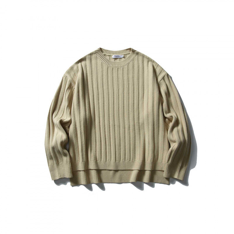 Unisex Grobgerippter Oversize-Strickpullover mit Rundhals und verlängertem Saum Echo Archiv