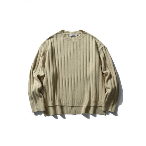 Unisex Grobgerippter Oversize-Strickpullover mit Rundhals und verlängertem Saum Echo Archiv