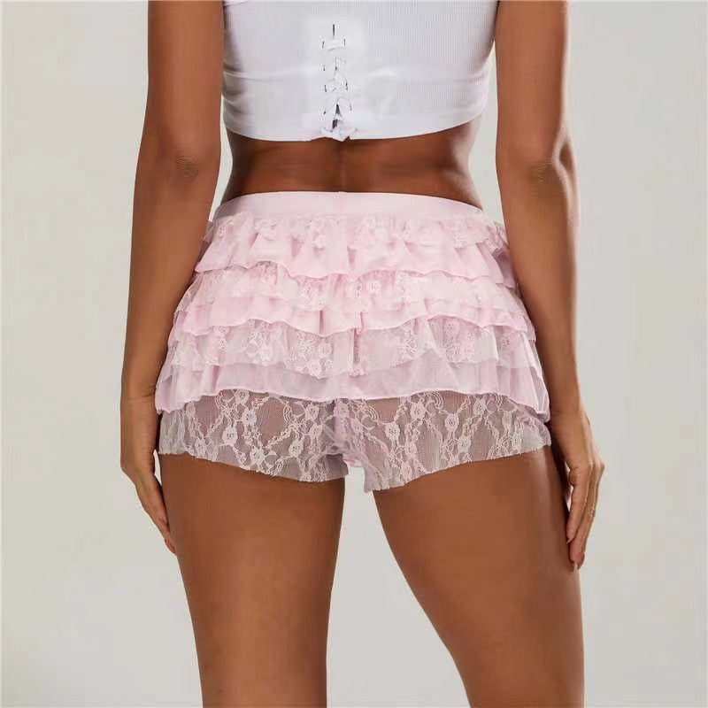 Damen Spitzen-Shorts mit voluminösen Rüschendetails Echo Archiv