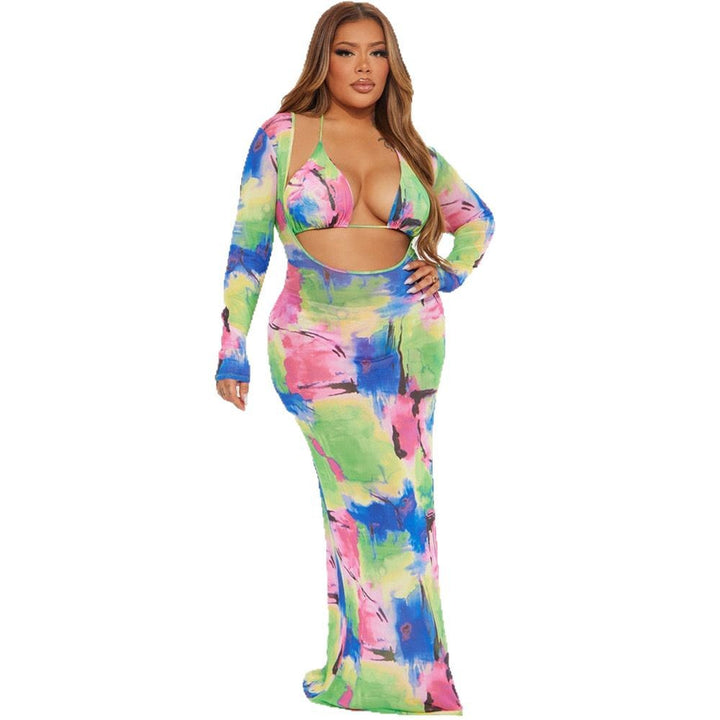 Damen Elegantes Maxikleid mit modernem Animal-Print Echo Archiv