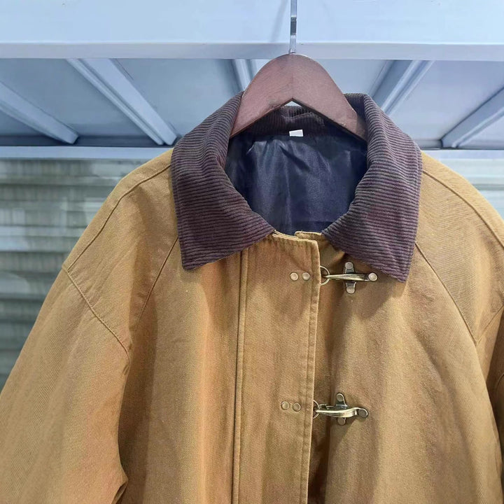 Damen Oversize Kurzmantel mit Knebelverschlüssen und Cordkragen Echo Archiv