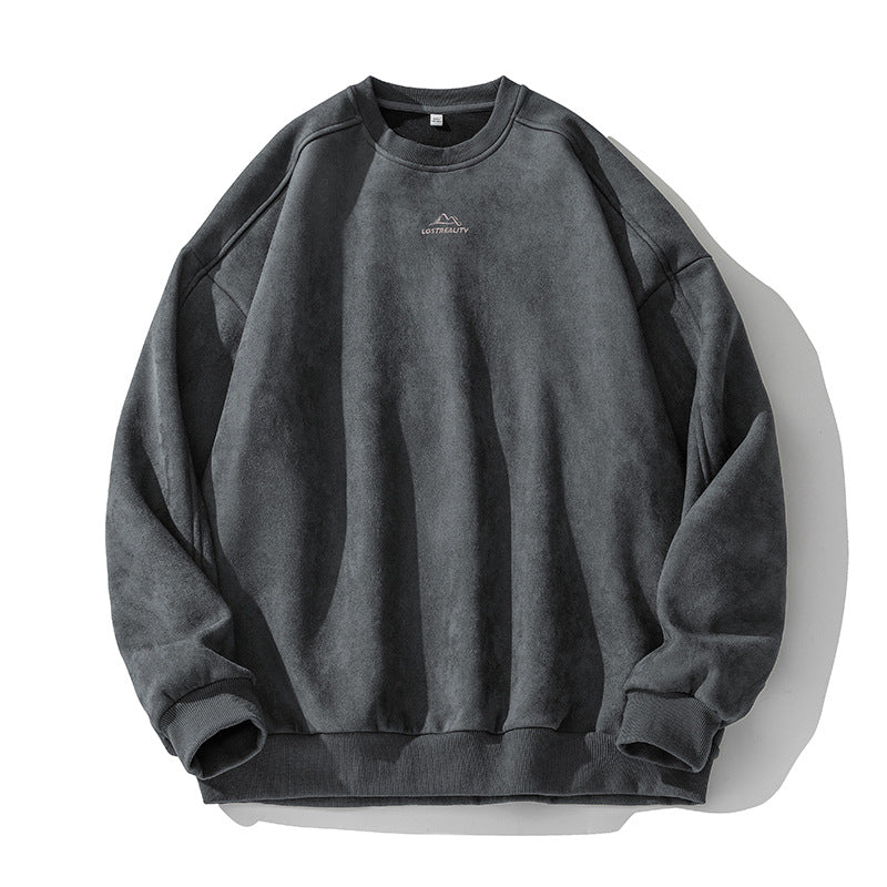 Unisex Oversize Rundhals-Sweatshirt mit minimalistischer Berg-Stickerei Echo Archiv